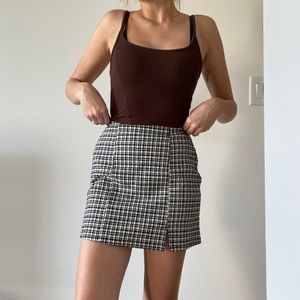 BDG Black & White Plaid Mini Skirt